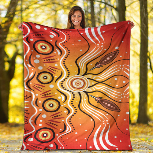 Australia Aboriginal Inspired Blanket - Aboriginal Style Of Dot Artwork Australia Aboriginal Inspired Blanket - Aboriginal Style Of Dot Artwork
