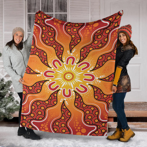 Australia Aboriginal Inspired Blanket - Yellow Aboriginal Dot Artwork Australia Aboriginal Inspired Blanket - Yellow Aboriginal Dot Artwork