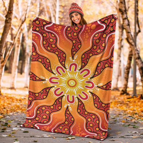 Australia Aboriginal Inspired Blanket - Yellow Aboriginal Dot Artwork Australia Aboriginal Inspired Blanket - Yellow Aboriginal Dot Artwork