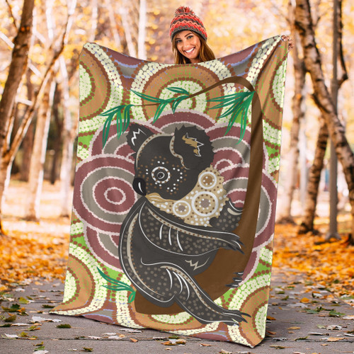 Australia Aboriginal Inspired Blanket - Koala Aboriginal Dot Art Vector Australia Aboriginal Inspired Blanket - Koala Aboriginal Dot Art Vector