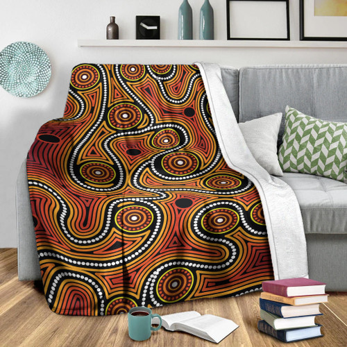 Australia Aboriginal Inspired Blanket - Orange Color Aboriginal Dot Artwork Australia Aboriginal Inspired Blanket - Orange Color Aboriginal Dot Artwork