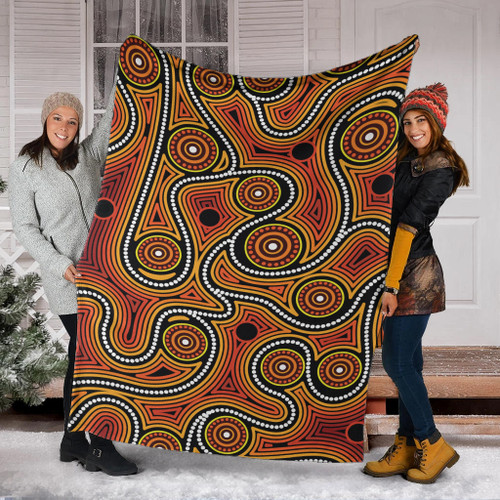 Australia Aboriginal Inspired Blanket - Orange Color Aboriginal Dot Artwork Australia Aboriginal Inspired Blanket - Orange Color Aboriginal Dot Artwork