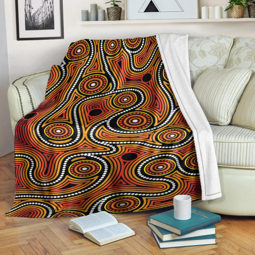 Australia Aboriginal Inspired Blanket - Orange Color Aboriginal Dot Artwork Australia Aboriginal Inspired Blanket - Orange Color Aboriginal Dot Artwork