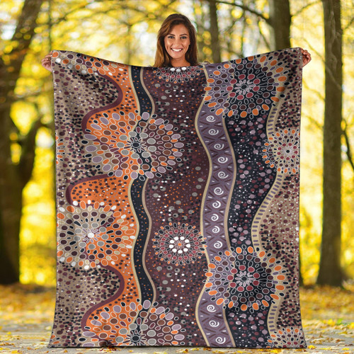 Australia Aboriginal Inspired Blanket - Aboriginal Dot Orange And Purple Dreams