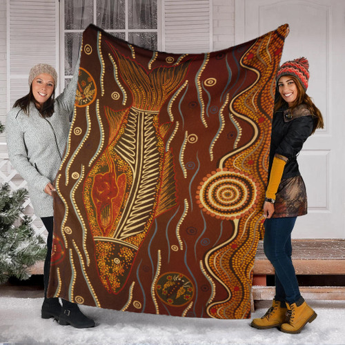 Australia Aboriginal Inspired Blanket - Fish Aboriginal Dot Artwork Australia Aboriginal Inspired Blanket - Fish Aboriginal Dot Artwork