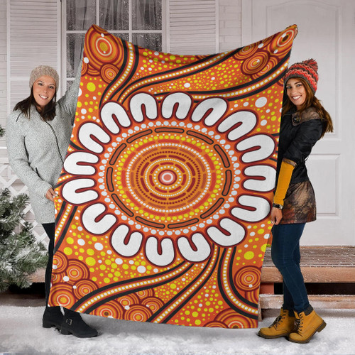 Australia Aboriginal Inspired Blanket - Aboriginal Art Dot Painting Australia Aboriginal Inspired Blanket - Aboriginal Art Dot Painting