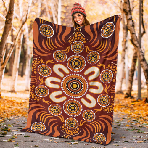 Australia Aboriginal Inspired Blanket - Aboriginal Art Dot Painting Pattern Australia Aboriginal Inspired Blanket - Aboriginal Art Dot Painting Pattern