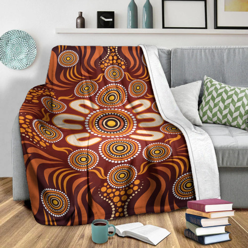 Australia Aboriginal Inspired Blanket - Aboriginal Art Dot Painting Pattern Australia Aboriginal Inspired Blanket - Aboriginal Art Dot Painting Pattern