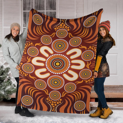 Australia Aboriginal Inspired Blanket - Aboriginal Art Dot Painting Pattern Australia Aboriginal Inspired Blanket - Aboriginal Art Dot Painting Pattern