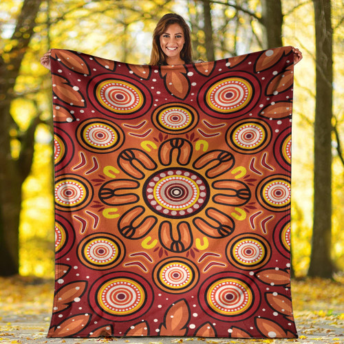 Australia Aboriginal Inspired Blanket - Aboriginal Art Dot Painting 02 Australia Aboriginal Inspired Blanket - Aboriginal Art Dot Painting 02