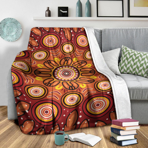 Australia Aboriginal Inspired Blanket - Aboriginal Art Dot Painting 02 Australia Aboriginal Inspired Blanket - Aboriginal Art Dot Painting 02