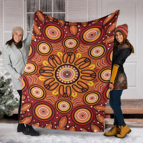 Australia Aboriginal Inspired Blanket - Aboriginal Art Dot Painting 02 Australia Aboriginal Inspired Blanket - Aboriginal Art Dot Painting 02