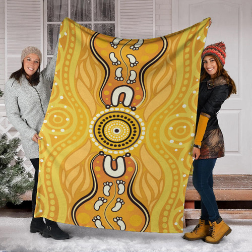 Australia Aboriginal Inspired Blanket - Aboriginal Yellow Color Dot Art Vector Background Australia Aboriginal Inspired Blanket - Aboriginal Yellow Color Dot Art Vector Background