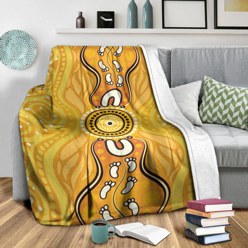 Australia Aboriginal Inspired Blanket - Aboriginal Yellow Color Dot Art Vector Background Australia Aboriginal Inspired Blanket - Aboriginal Yellow Color Dot Art Vector Background