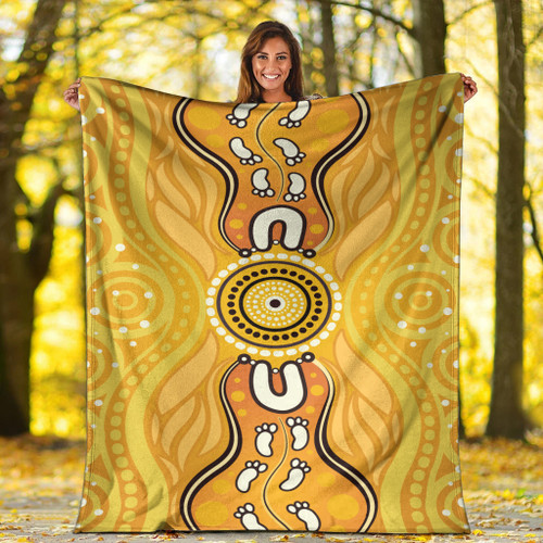 Australia Aboriginal Inspired Blanket - Aboriginal Yellow Color Dot Art Vector Background Australia Aboriginal Inspired Blanket - Aboriginal Yellow Color Dot Art Vector Background