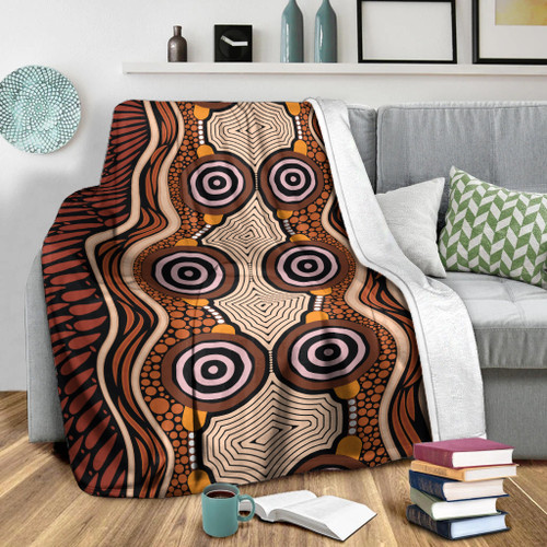Australia Aboriginal Inspired Blanket - Brown Dot Design Vector Aboriginal Artwork