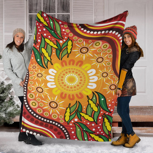 Australia Aboriginal Inspired Blanket - Leaf Aboriginal Art Background Australia Aboriginal Inspired Blanket - Leaf Aboriginal Art Background