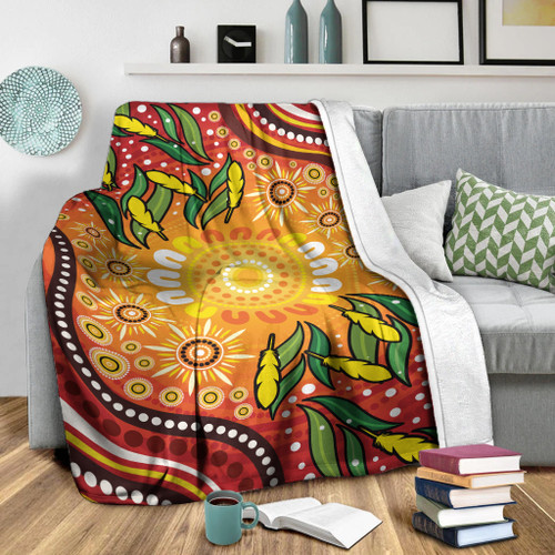 Australia Aboriginal Inspired Blanket - Leaf Aboriginal Art Background Australia Aboriginal Inspired Blanket - Leaf Aboriginal Art Background