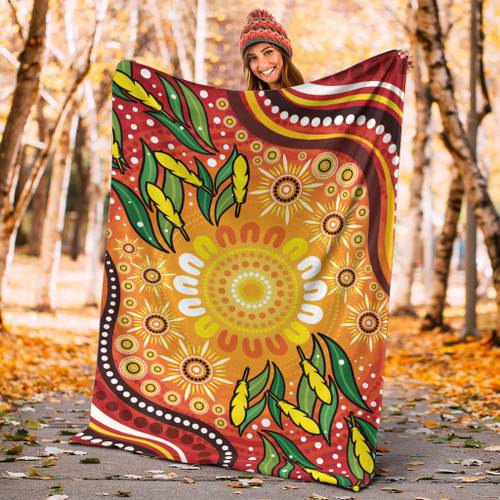 Australia Aboriginal Inspired Blanket - Leaf Aboriginal Art Background Australia Aboriginal Inspired Blanket - Leaf Aboriginal Art Background