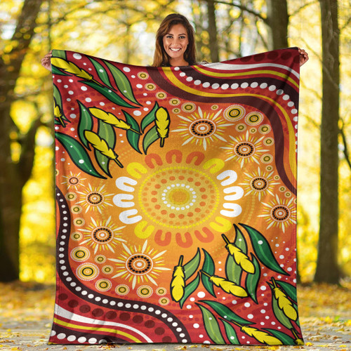 Australia Aboriginal Inspired Blanket - Leaf Aboriginal Art Background Australia Aboriginal Inspired Blanket - Leaf Aboriginal Art Background