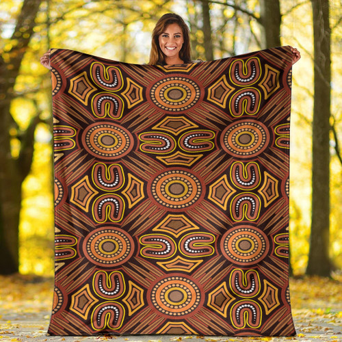 Australia Aboriginal Inspired Blanket - Brown Color Aboriginal Connection Style Of Dot Painting