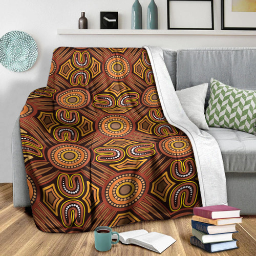 Australia Aboriginal Inspired Blanket - Brown Color Aboriginal Connection Style Of Dot Painting