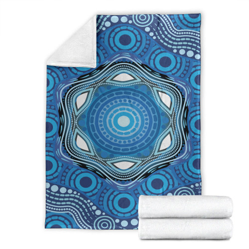 Australia Aboriginal Inspired Blanket - Aboriginal Dot Design Blue Vector Painting Australia Aboriginal Inspired Blanket - Aboriginal Dot Design Blue Vector Painting