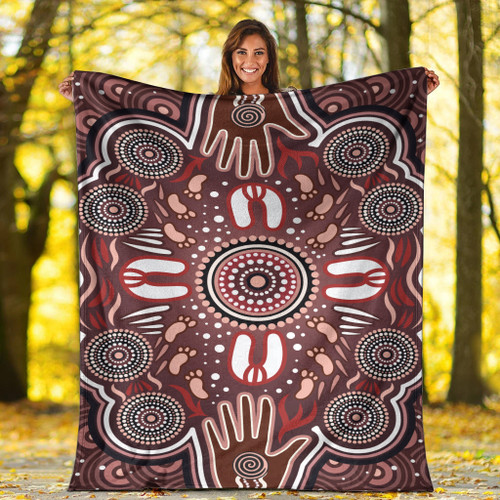 Australia Aboriginal Inspired Blanket - Dot Aboriginal Style Of Painting With Hands