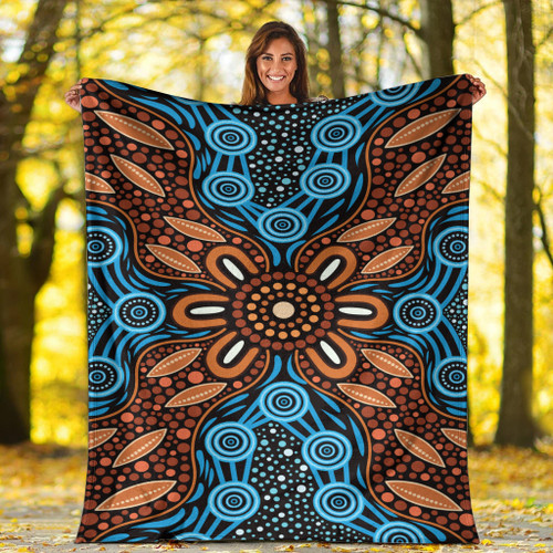 Australia Aboriginal Inspired Blanket - River And Land Aboriginal Art Painting Australia Aboriginal Inspired Blanket - River And Land Aboriginal Art Painting
