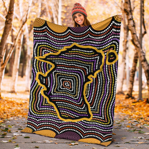 Australia Aboriginal Inspired Blanket - Australia Map Aboriginal Art Painting Australia Aboriginal Inspired Blanket - Australia Map Aboriginal Art Painting