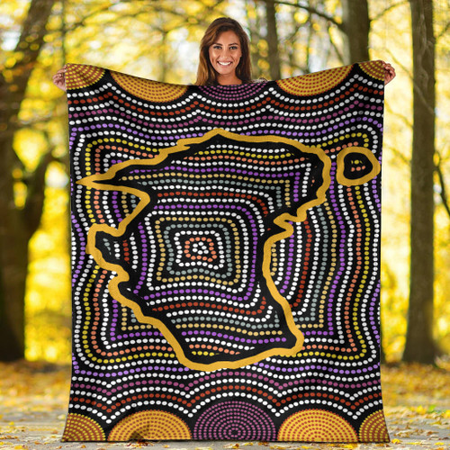 Australia Aboriginal Inspired Blanket - Australia Map Aboriginal Art Painting Australia Aboriginal Inspired Blanket - Australia Map Aboriginal Art Painting