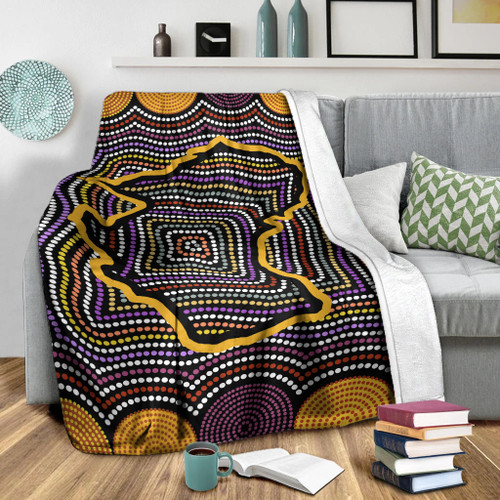 Australia Aboriginal Inspired Blanket - Australia Map Aboriginal Art Painting Australia Aboriginal Inspired Blanket - Australia Map Aboriginal Art Painting