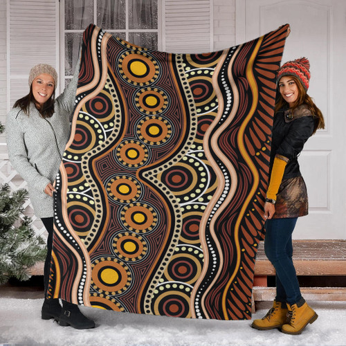 Australia Aboriginal Inspired Blanket - Land Aboriginal Art Painting Australia Aboriginal Inspired Blanket - Land Aboriginal Art Painting