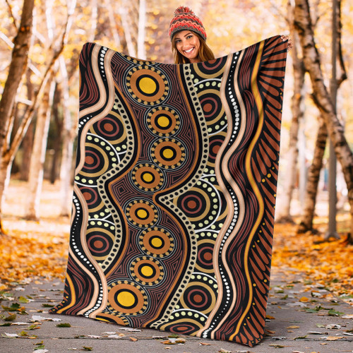 Australia Aboriginal Inspired Blanket - Land Aboriginal Art Painting Australia Aboriginal Inspired Blanket - Land Aboriginal Art Painting