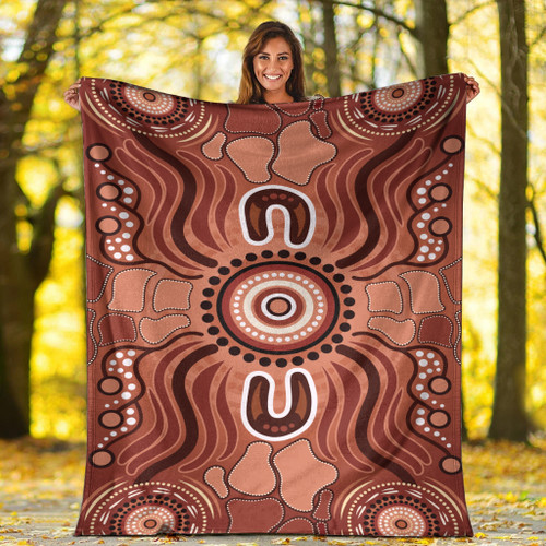 Australia Aboriginal Inspired Blanket - Land Aboriginal Art Painting Background Australia Aboriginal Inspired Blanket - Land Aboriginal Art Painting Background