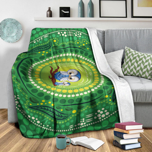Australia Aboriginal Inspired Blanket - Aboriginal Dot Art Vector Painting With Owls Australia Aboriginal Inspired Blanket - Aboriginal Dot Art Vector Painting With Owls