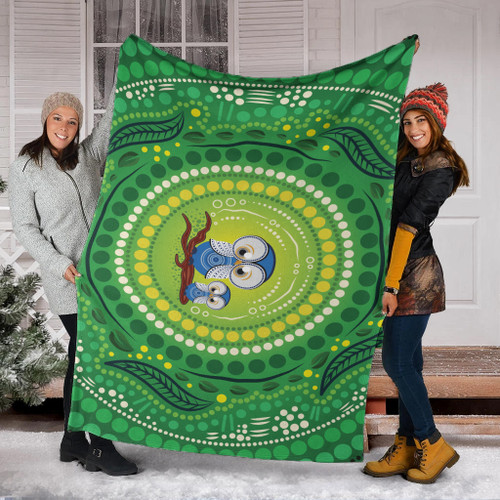 Australia Aboriginal Inspired Blanket - Aboriginal Dot Art Vector Painting With Owls Australia Aboriginal Inspired Blanket - Aboriginal Dot Art Vector Painting With Owls