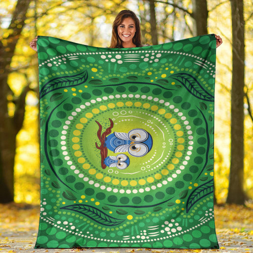 Australia Aboriginal Inspired Blanket - Aboriginal Dot Art Vector Painting With Owls Australia Aboriginal Inspired Blanket - Aboriginal Dot Art Vector Painting With Owls