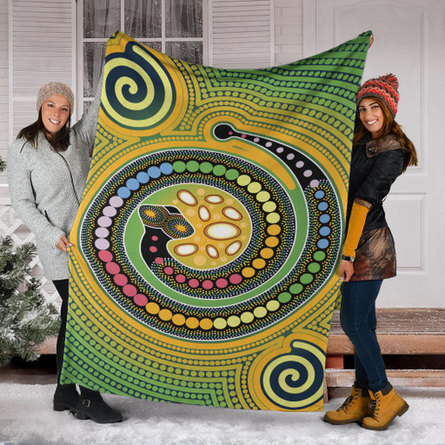 Australia Aboriginal Inspired Blanket - Aboriginal Art Vector Painting With Snake Australia Aboriginal Inspired Blanket - Aboriginal Art Vector Painting With Snake