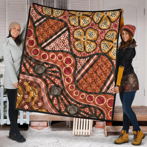 Australia Aboriginal Inspired Quilt -  Aboiginal Inspired Dot Painting Style Australia Aboriginal Inspired Quilt -  Aboiginal Inspired Dot Painting Style
