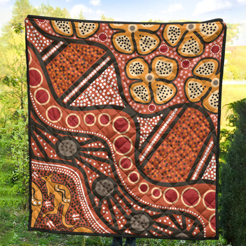 Australia Aboriginal Inspired Quilt -  Aboiginal Inspired Dot Painting Style Australia Aboriginal Inspired Quilt -  Aboiginal Inspired Dot Painting Style