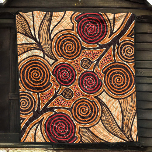 Australia Aboriginal Inspired Quilt - Indigenous Tree Aboiginal Inspired Dot Painting Style Australia Aboriginal Inspired Quilt - Indigenous Tree Aboiginal Inspired Dot Painting Style