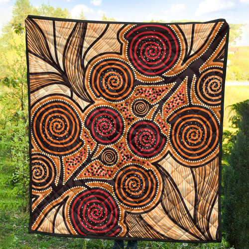 Australia Aboriginal Inspired Quilt - Indigenous Tree Aboiginal Inspired Dot Painting Style Australia Aboriginal Inspired Quilt - Indigenous Tree Aboiginal Inspired Dot Painting Style