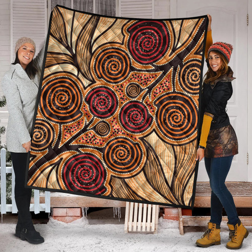 Australia Aboriginal Inspired Quilt - Indigenous Tree Aboiginal Inspired Dot Painting Style Australia Aboriginal Inspired Quilt - Indigenous Tree Aboiginal Inspired Dot Painting Style