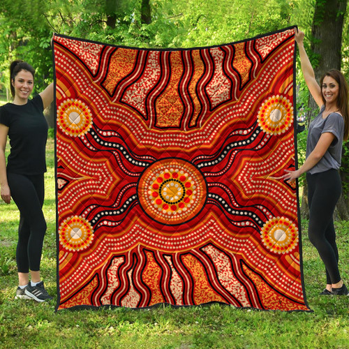 Australia Aboriginal Inspired Quilt - Indigenous Connection Aboiginal Inspired Dot Painting Style