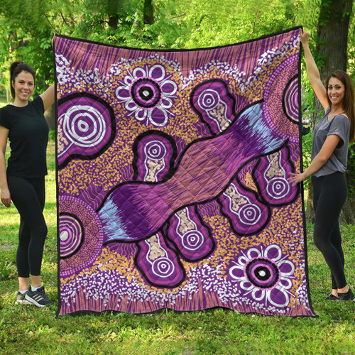 Australia Aboriginal Inspired Quilt - Indigenous Art Aboriginal Inspired Dot Painting Style