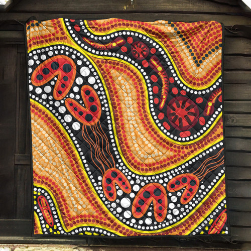 Australia Aboriginal Inspired Quilt - Indigenous Art Aboriginal Inspired Dot Painting Style 2 Australia Aboriginal Inspired Quilt - Indigenous Art Aboriginal Inspired Dot Painting Style 2