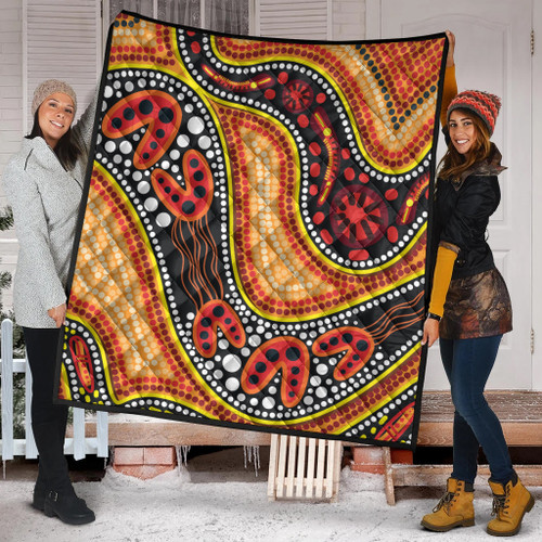Australia Aboriginal Inspired Quilt - Indigenous Art Aboriginal Inspired Dot Painting Style 2 Australia Aboriginal Inspired Quilt - Indigenous Art Aboriginal Inspired Dot Painting Style 2