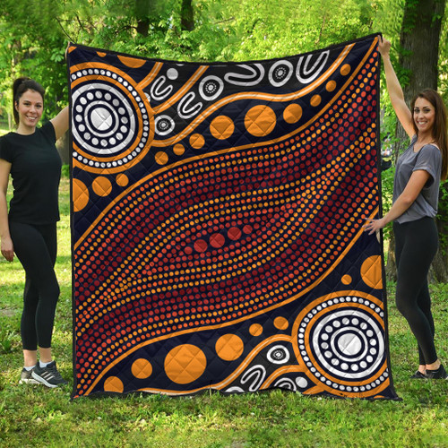 Australia Aboriginal Inspired Quilt - Indigenous Art Aboriginal Inspired Dot Painting Style 3