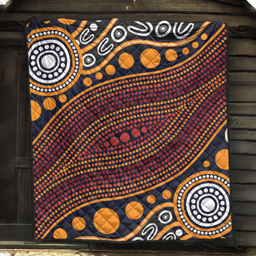 Australia Aboriginal Inspired Quilt - Indigenous Art Aboriginal Inspired Dot Painting Style 3 Australia Aboriginal Inspired Quilt - Indigenous Art Aboriginal Inspired Dot Painting Style 3